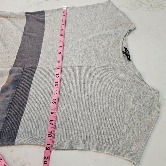 Lafayette 148 New York Colorblock Grey Knit Top Textured Small Sleeveless Luxury - Picture 8 of 10
